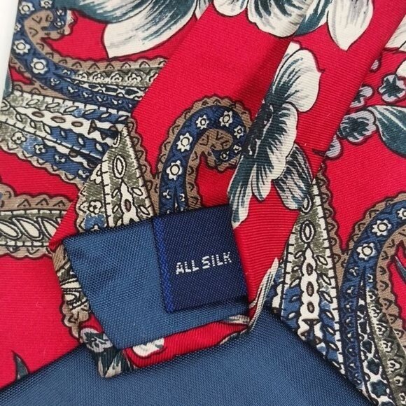 Stafford Neck Tie Red Paisley Floral Silk Pointed Mens - Picture 5 of 5